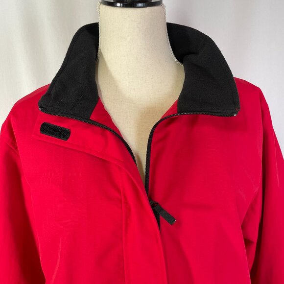 Lands' End Jacket Red Black Fleece Lined Waterproof Windproof Size M - Picture 4 of 16
